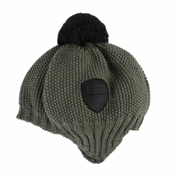 Emporio Armani EA7 Unisex Olive Green Wool Hat